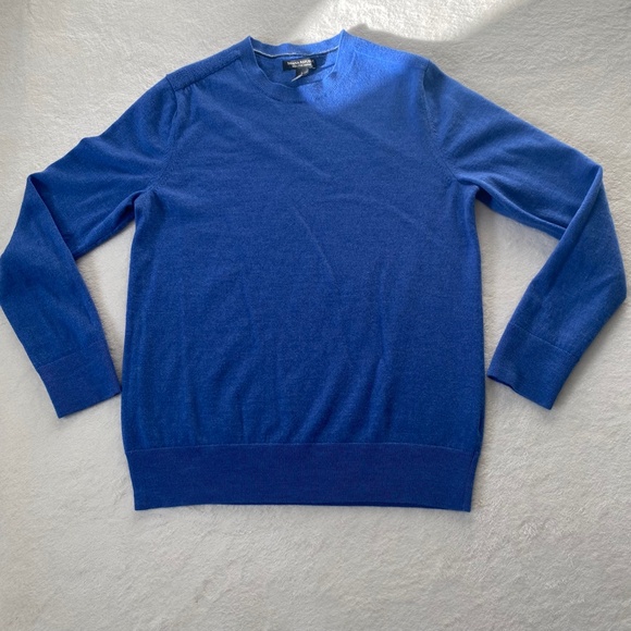 Banana Republic Extra Fine 100% Merino Wool Sweater Mens L Royal-Blue - Picture 2 of 9